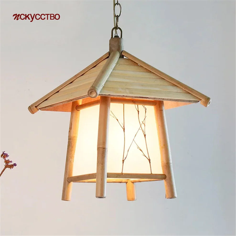 

Southeast Asian Antique Minimalist Bamboo Pendant Lights Japanese-Style Homestay Engineering Creative Restaurant Hanging Lamp