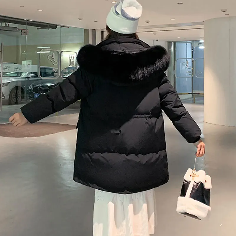 куртка Winter Women Jacket Fashion Cotton Plus Size Women Loose Fur Collar Short Hoodies Coat Girl Thick Warm Female Parkas