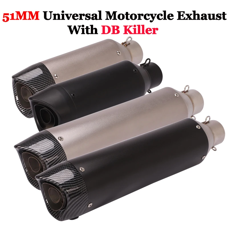 

Inlet 51mm Universal Motorcycle Exhaust Escape Moto Modified Muffler DB Killer For GSX-R600 750 BK750 R25 R6 Z250 Ninja650 ATV