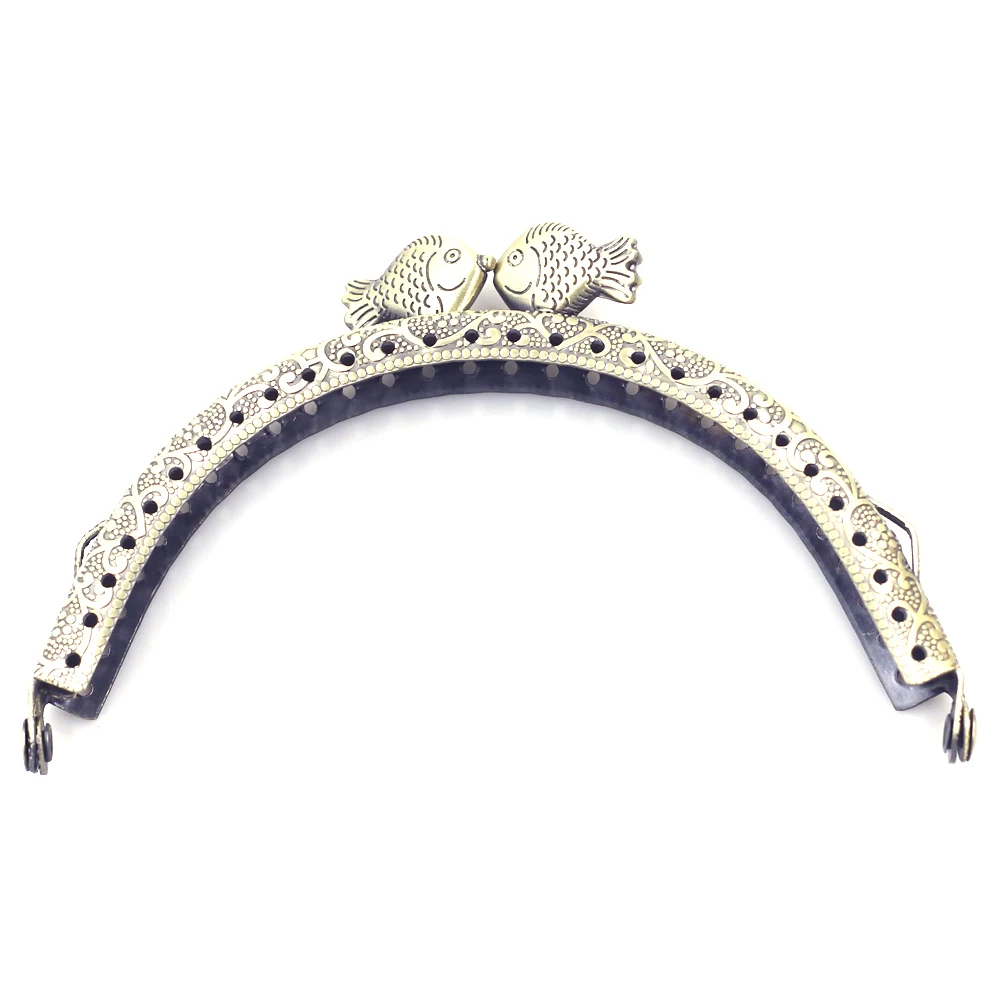

10PCS Bronze Tone 10.5cm Arch Metal Purse Frames Pouch Bag Kiss Clasps Handbag Handles Fish Head DIY Crafts Luggage Accessories