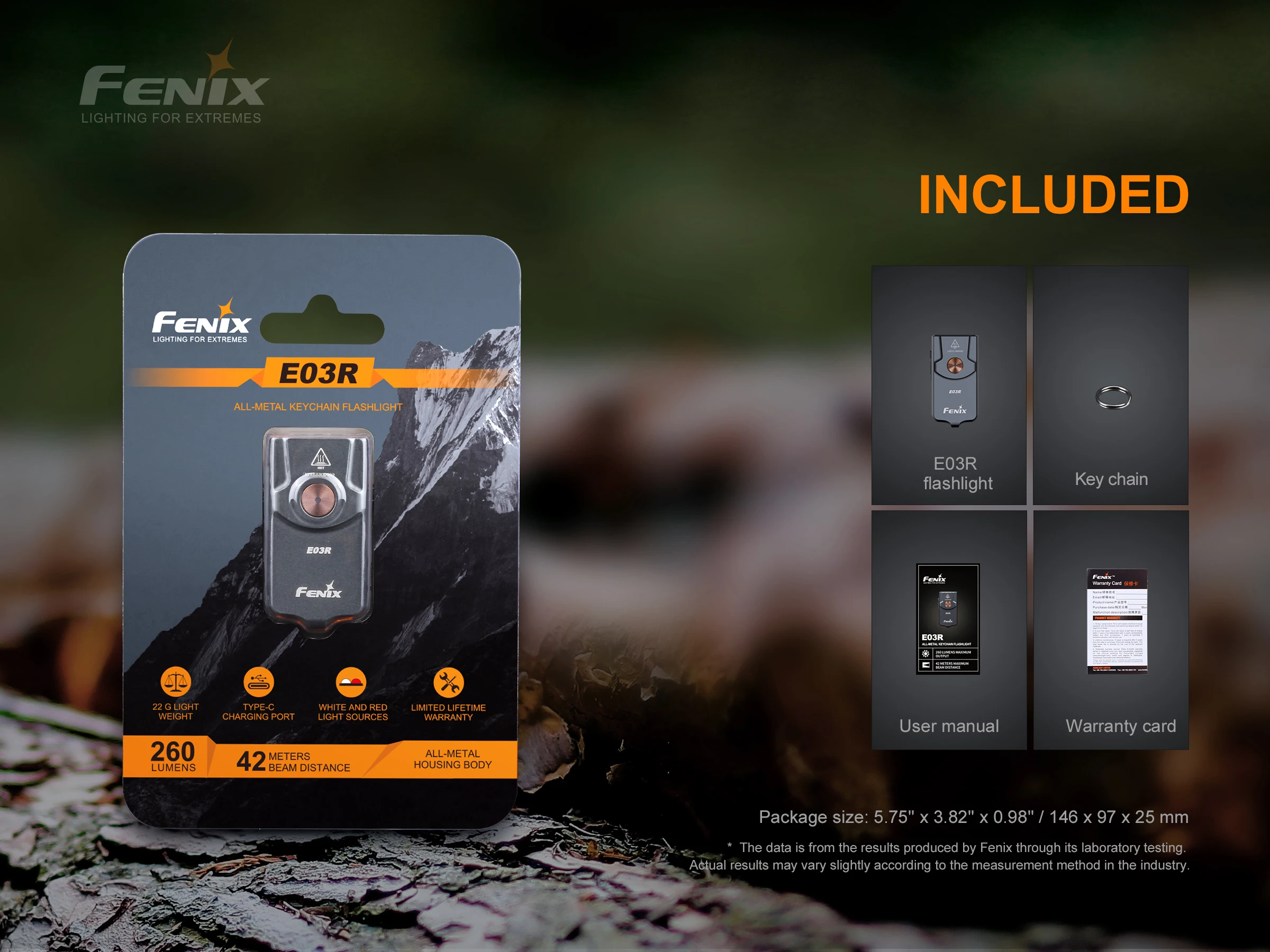 Фонарик-Брелок Fenix E03R с портом зарядки Type-c | Лампы и освещение