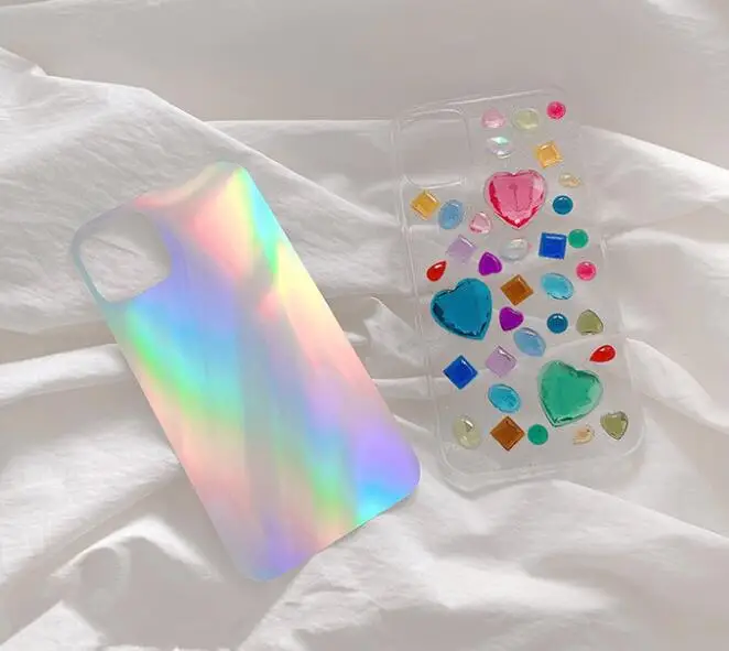 Роскошный хрустальный лазерный блестящий чехол для телефона с любовным сердцем