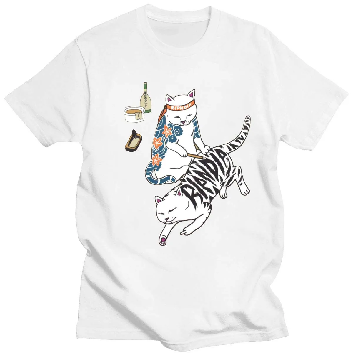 

2 Color Men Cute Cat The Middle Finger Cats T-shirt Casual Short Sleeve RIP Tops Tee Harajuku Tshirt DIP 2021 Summer Style