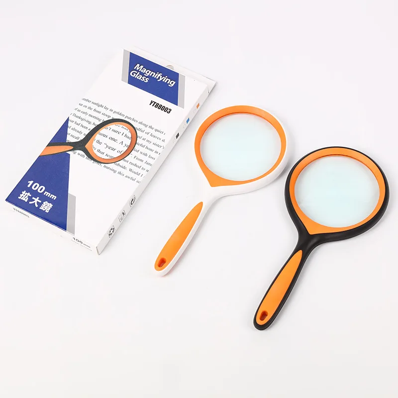 

Portable Handheld 2 Times Old Man Reading and Repairing High Magnification Rubber Plastic Frame Glass Magnifying Glass