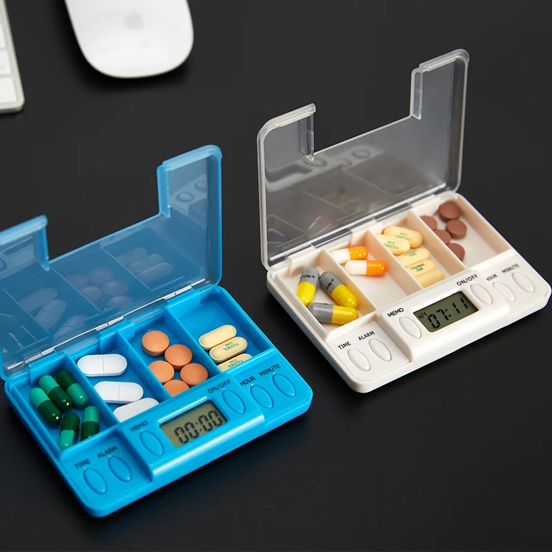Удобная коробка для таблеток с 4 ячейками умное напоминание герметичная медицина