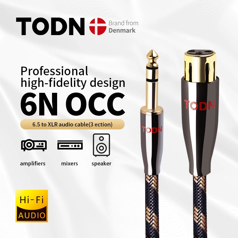 

TODN HiFi cable audio AUX jack cable 6N OCC Audio XLR calble 6.5mm multi-channel plug to XLR plug