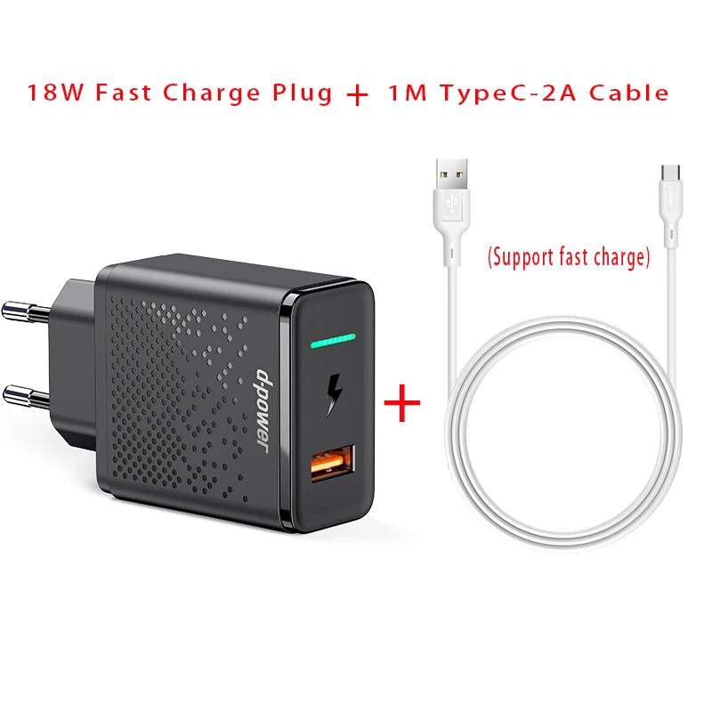 Ввласть QC 3,0 Быстрая Зарядка телефона EU 18 Вт Быстрая зарядка через USB адаптер Зарядное устройство для samsung galaxy Xiaomi Note Plus стены Зарядное устройство - Тип штекера: Black-Type-C Cable
