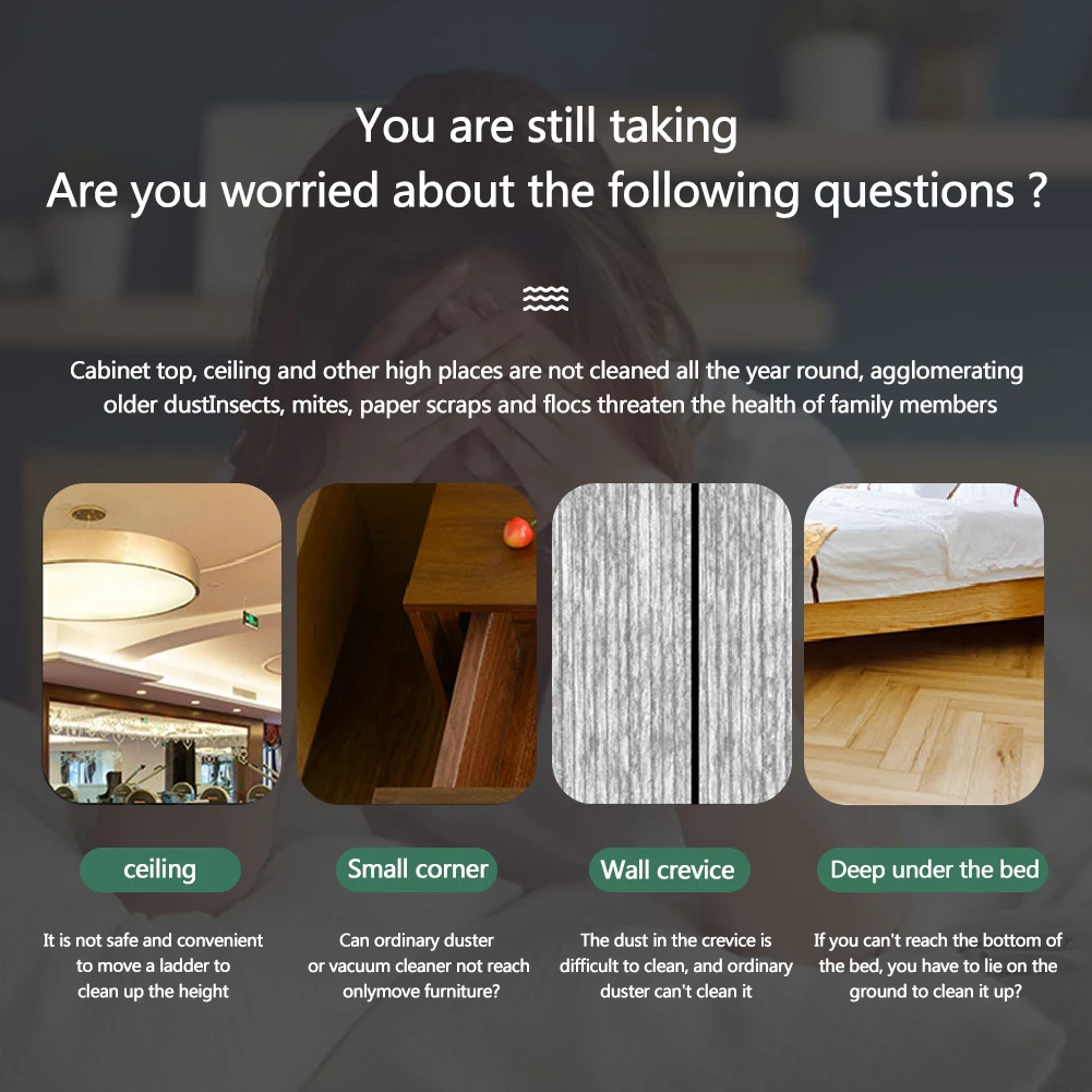 

4 In 1 Handheld With Extension Pole Cleaning Tool Easy Clean Extra Long Microfiber Duster Detachable Home Washable Lightweight