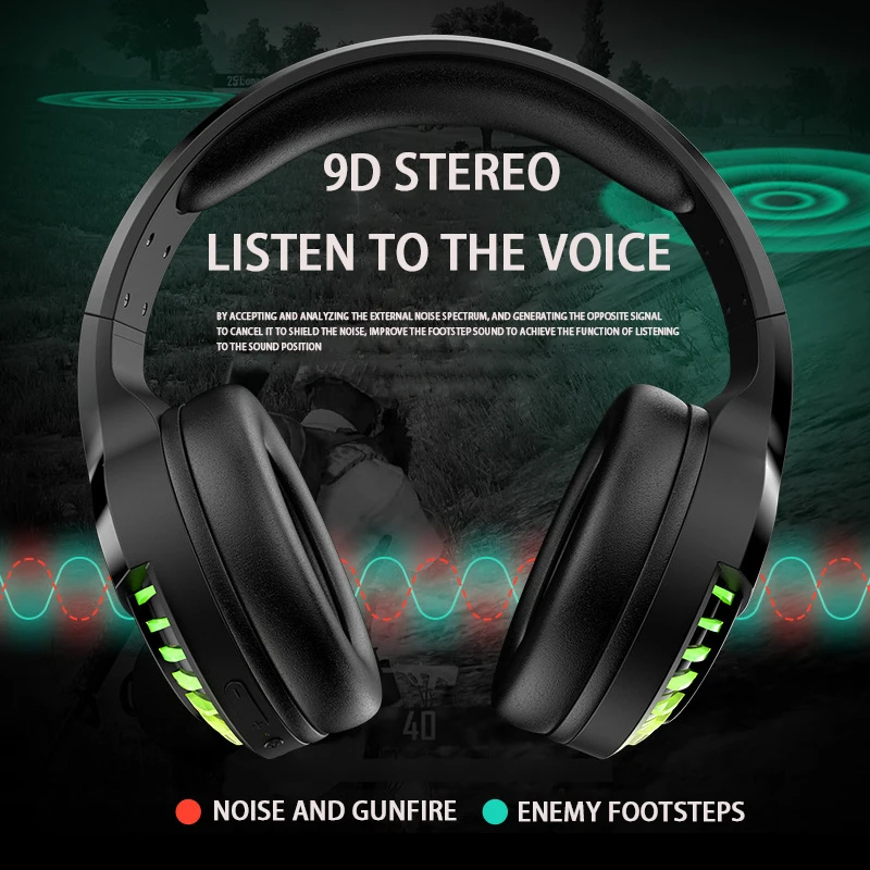 

Bluetooth Wireless+Wired 3.5mm Dual-mode RGB Headset Headset Mobile Phone Heavy Bass Noise Reduction Gaming Headset Headphones