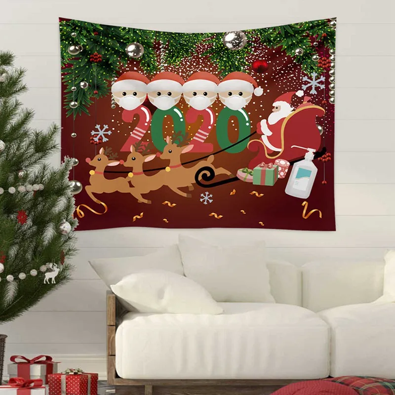 

2020 Рождественская подвесная настенная декоративная Гобеленовая декорация с двухсторонним клейким зажимом Санта-Клауса, снеговика, оленя
