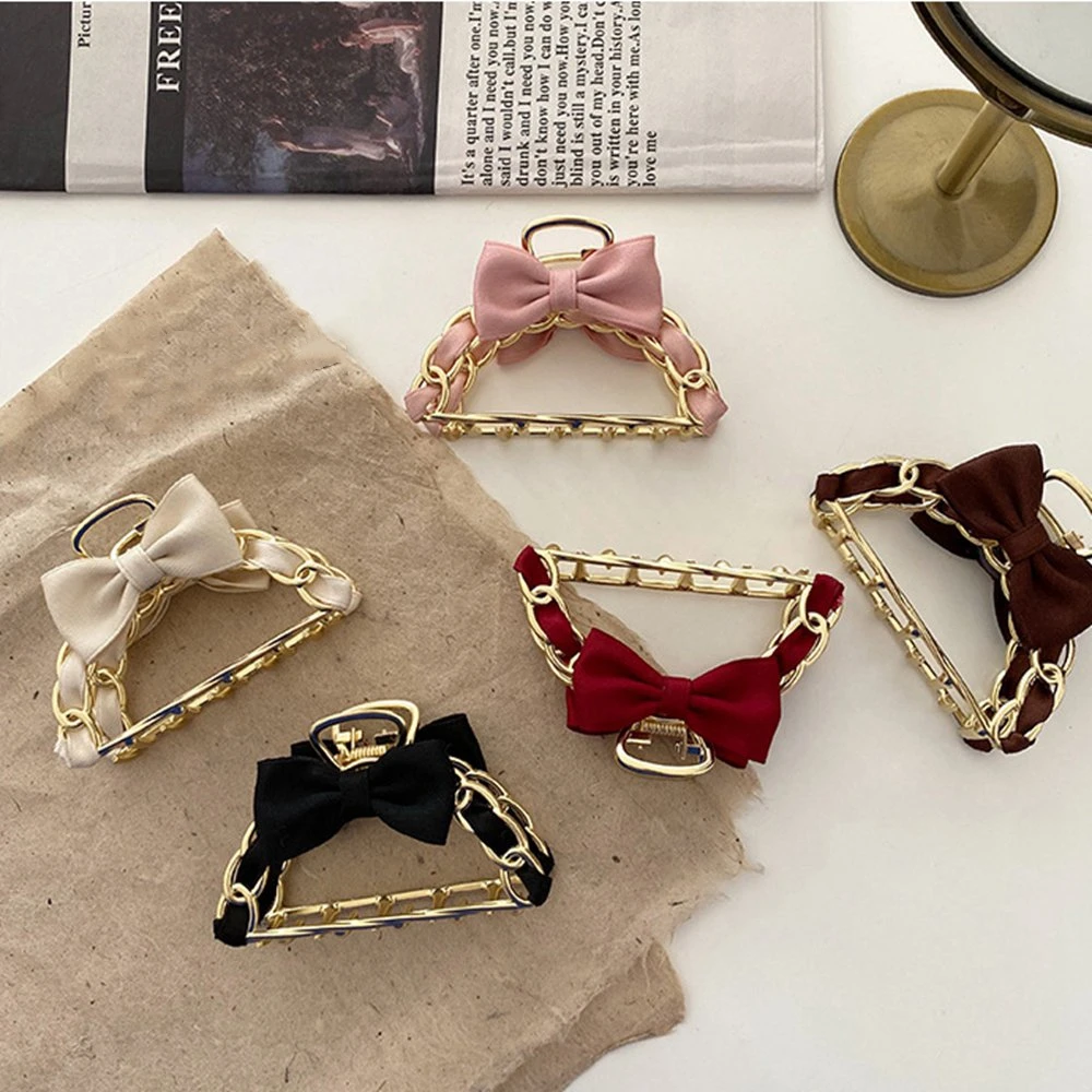 

Pink Bow-knot Hair Claws Red Hair Crab For Woman Girls Elegant Fabric Hair Clips Barrette Hairpin Gift Hair Accessories