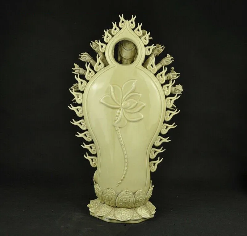

wedding decoration 17"Rare China Dehua Porcelain 1000 Arms Kwan-yin Guanyin Quan Yin Goddess Statue