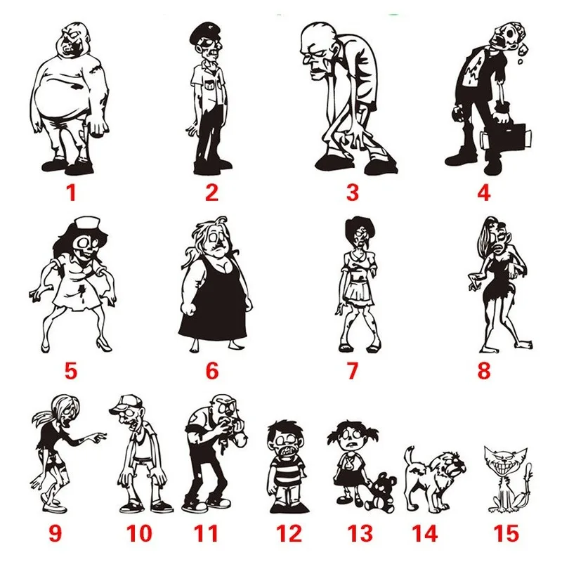 Zombie Stick Figure Family Custom автомобильные наклейки отражающие Забавный виниловый