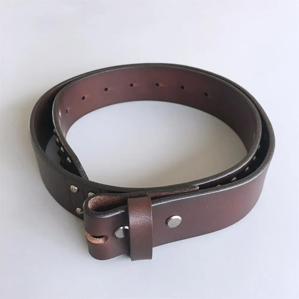 Retail New Nails Studded Dark Coffee Color Genuine Leather Belt Solid Real Leather Belt Gurtel Belt BELT1-006BW Free Shipping
