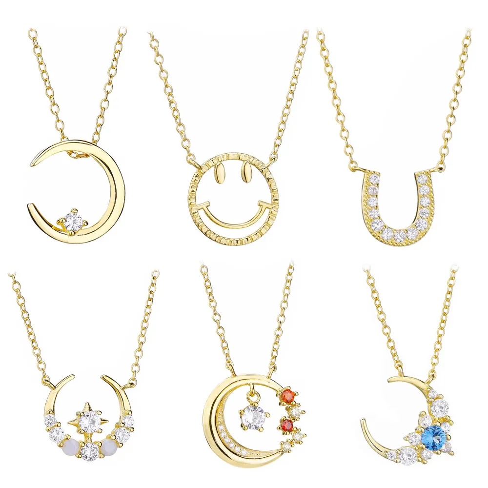 Подвеска Moonmory из стерлингового серебра 925 пробы U Horseshoes Smile голубой фианит циркон