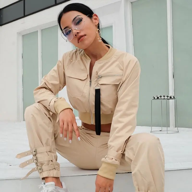 Женский комплект верхней одежды укороченная куртка-бомбер Женская Осенняя