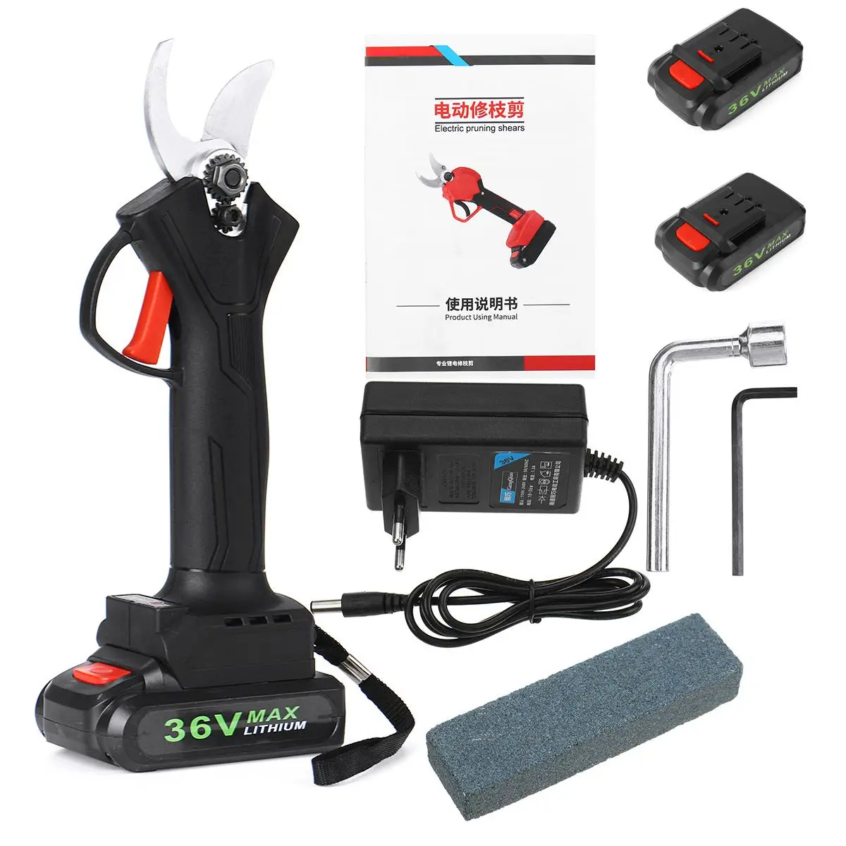 

36V Cordless Pruner Lithium-ion Pruning Shear with 2 Battery Efficient Fruit Tree Bonsai Pruning Electric Tree Branches Cutter