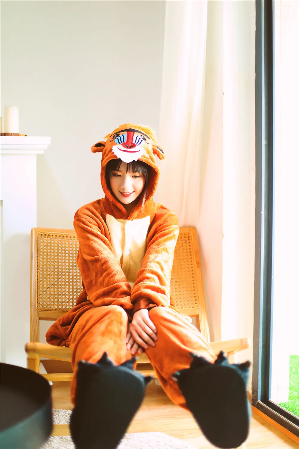 Новейшая модель Для женщин Kigurumi Пижама с павианом комплекты из фланели Милая