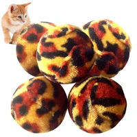 cat ball plush pom 5pcs mini leopard print cat toy balls kitten chewing toys interactive kitten chasing ball toy pet supplies
