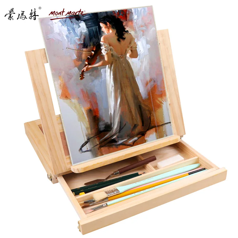 

Wooden Easel Painting Easel Artist Desk Easel Portable Miniature Desk Folding Easel Table Box Oil Paint Accessories Art Supplies