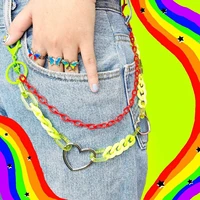 europe america fashion hip hop resin pants chain keychain for women trendy punk geometric heart statement jewelry pant chain