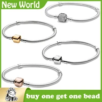 hot sale 100 real sterling silver pando bracelet fit original design beads charms bangle diy jewelry making gift for women