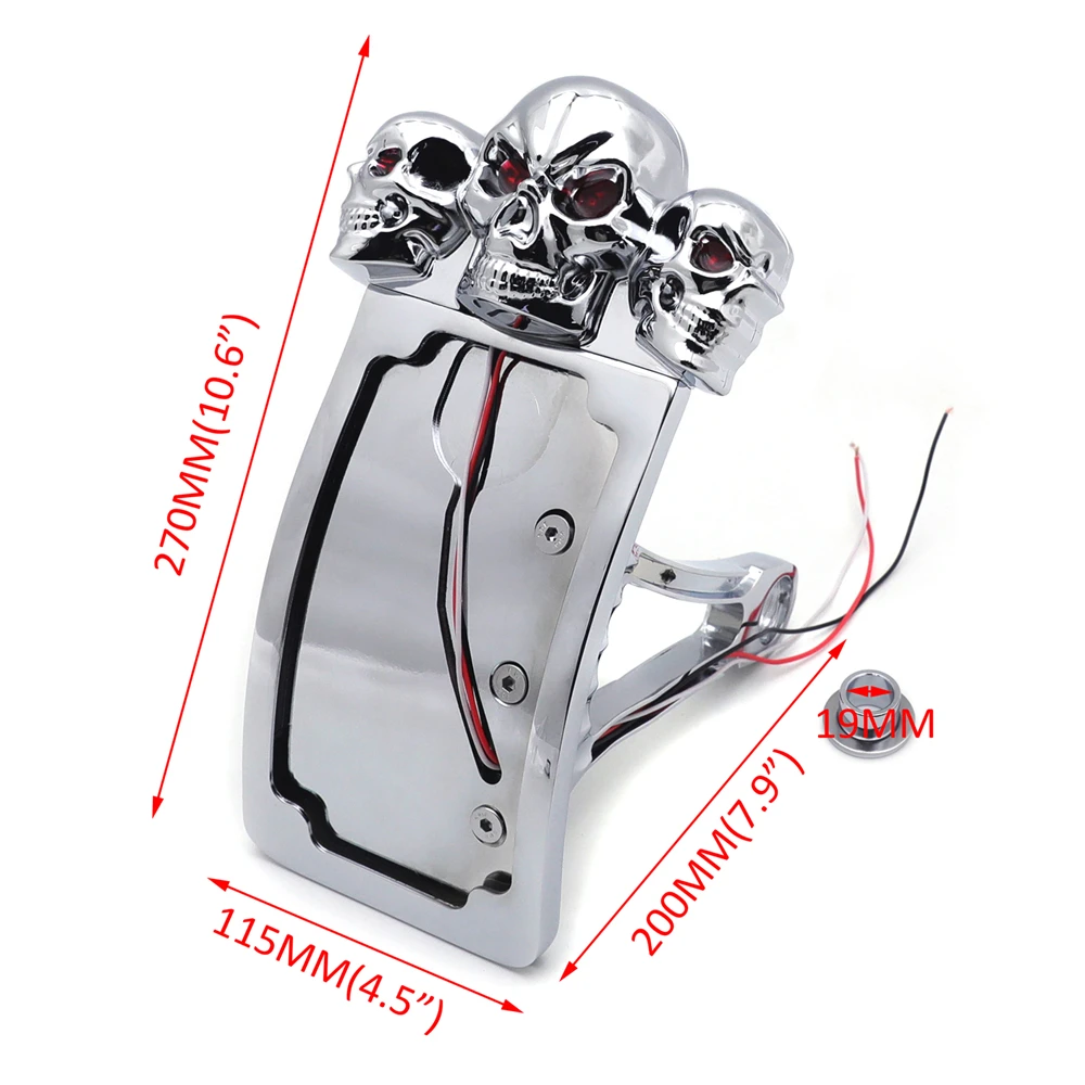 Хромированный с черепом светодиодный задний фонарь кривая Боковое крепление