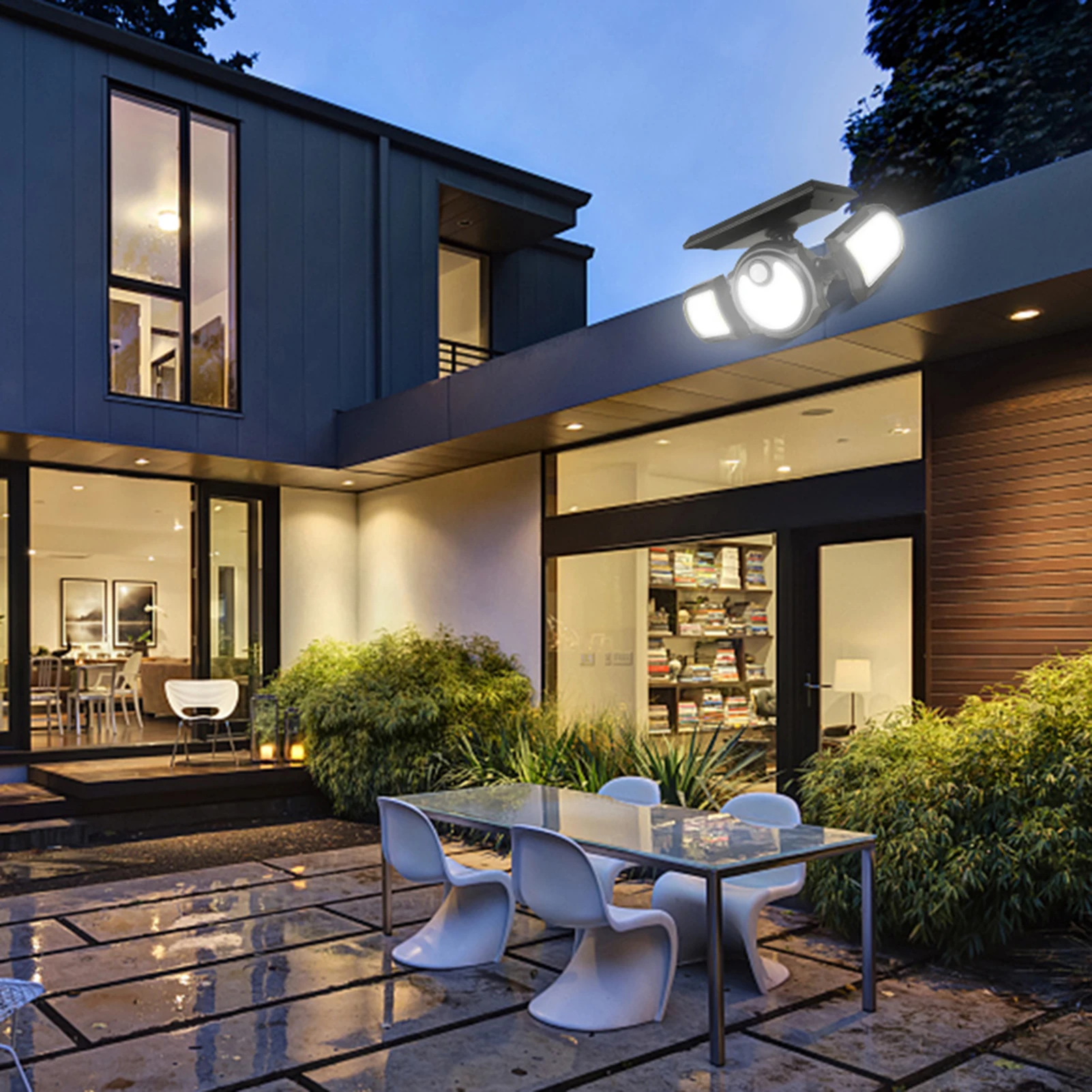 Настенные светильники на солнечной батарее 120 светодиодов 3 головки индукция