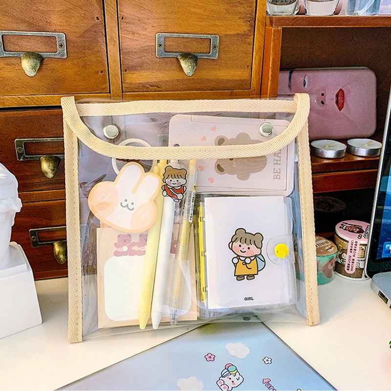 

Kawaii Transparent Pencil Bag Large Capacity Pvc Storage Bag Stationery Storage Pen Bag Case Cosmetic Bag School Supplies