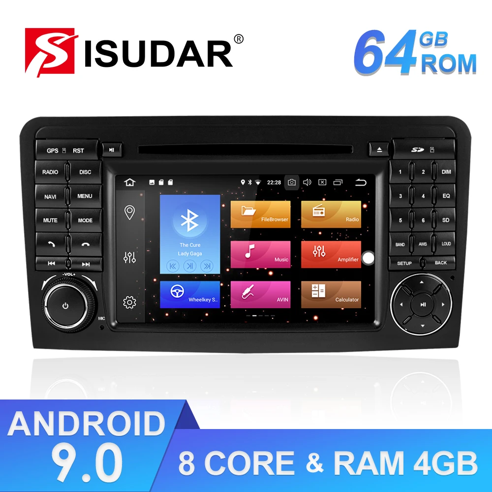 Isudar 2 Din Авто Радио Android 9 для Mercedes/Benz/ML Класс W164 ML350 ML300 автомобильный мультимедийный плеер ram 4 Гб gps DVR gps DSP Wifi
