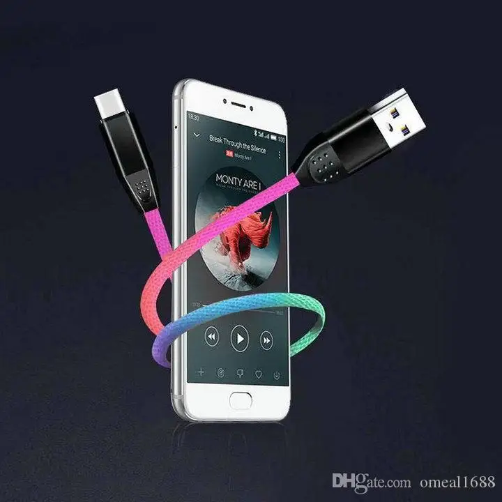 Красочные кабеля длинной 1m/3ft USB кабель для быстрой зарядки 2A высокое качество