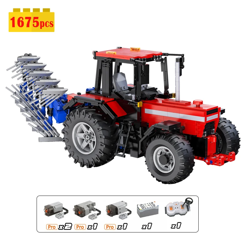 

Cada Master 1:17 RC Tractor Technical Building Block MOC Farmer Machinery Multi-Function Vehicle Car Bricks Model Toys For Boys