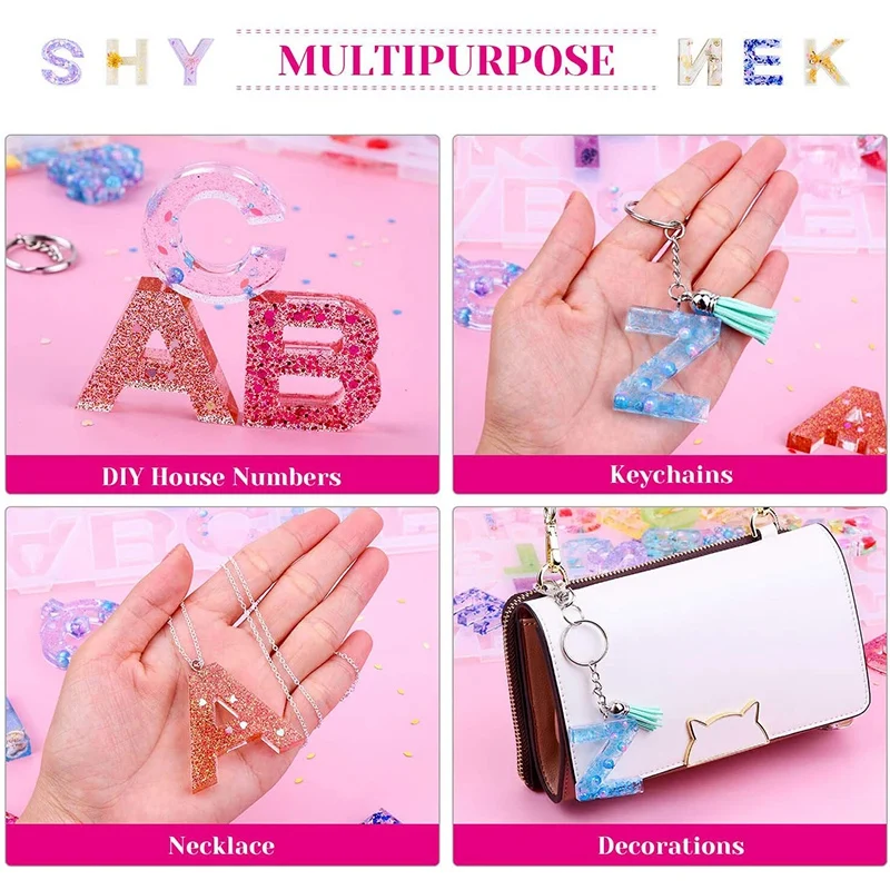 

Letter Number Resin Mold Key Buckle with Key Buckle Fringes and Pin Head Ornaments,Used to Make Key Chain /House Number