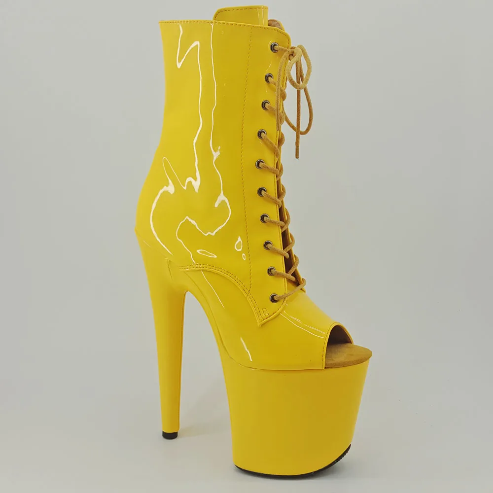 Блестящие желтые женские туфли Leecabe на платформе 20 см/8 дюймов обувь высоком