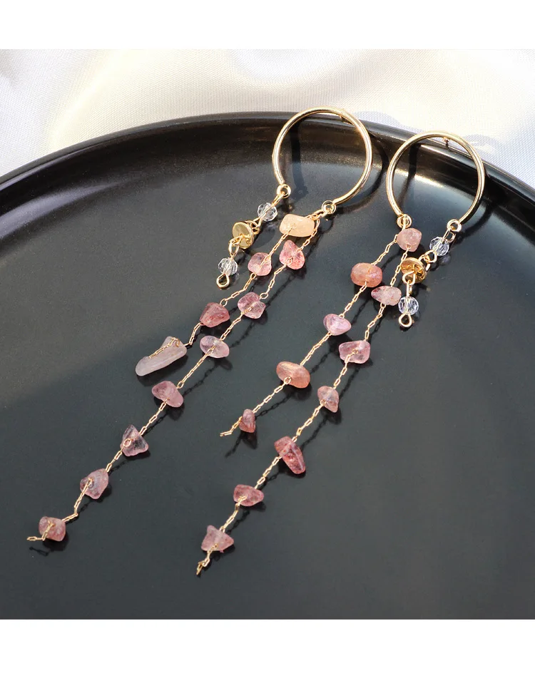 

Krasivaya High Quality Natural Stone Long Tassel Sweet Wild Earrings