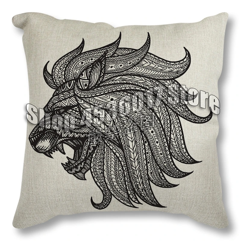 Наволочка черная линия анимальный узор хлопок лен Подушка для автомобиля на