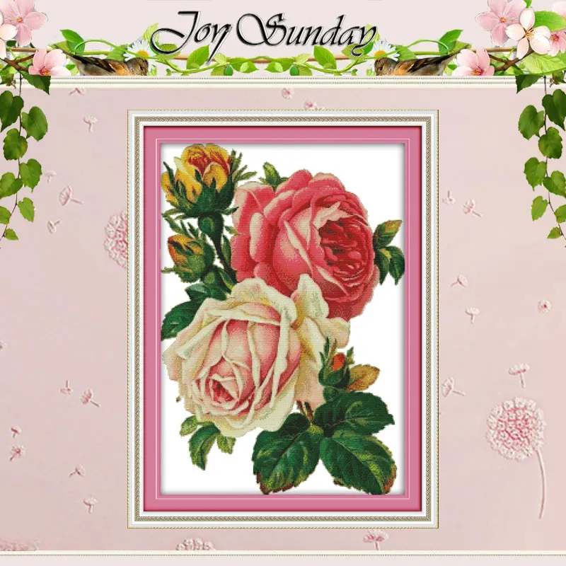 

Ferns And Roses Counted Cross Stitch 11CT Printed 14CT Handmade Cross Stitch Set flowers Cross-stitch Kit Embroidery Needlework