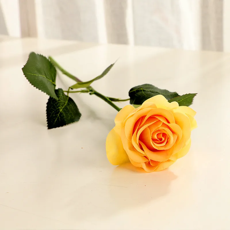 Высококачественная Осенняя искусственная Роза лист 1 шт. цветок Шелковый для