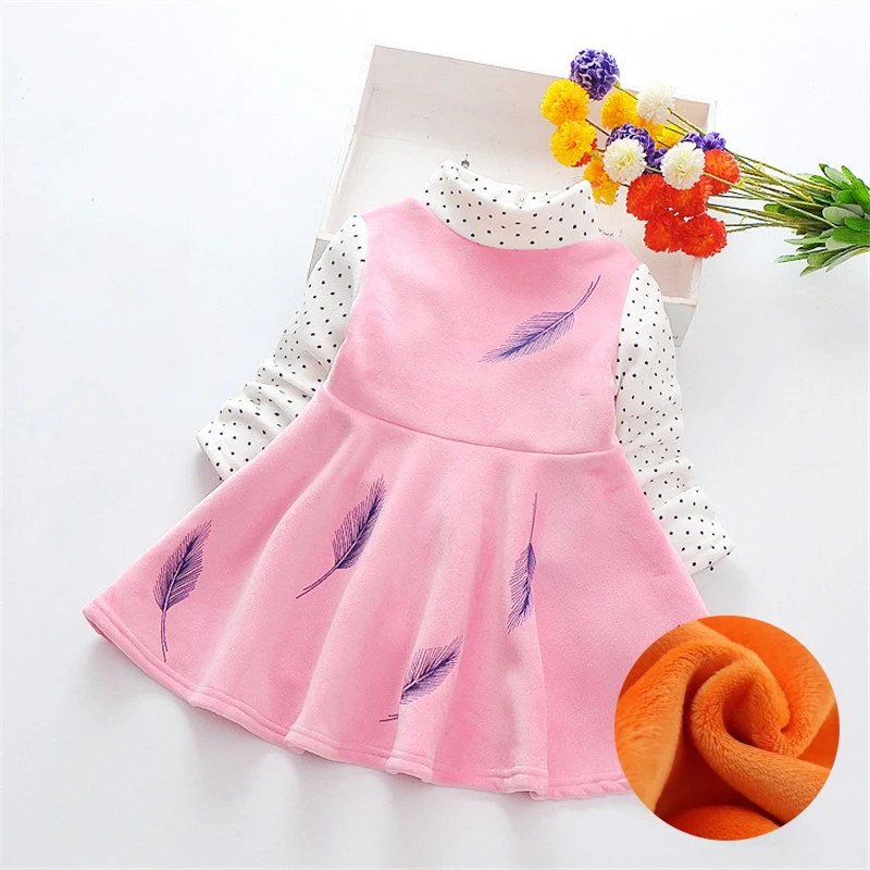 Флисовое платье-пачка с длинным рукавом на осень/зиму для девочек 3 4 6 8 лет |