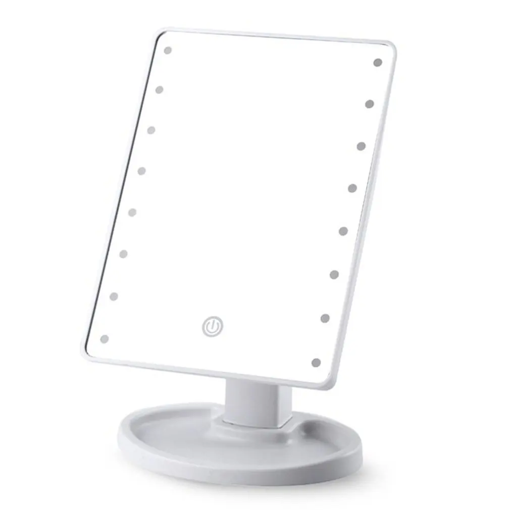 

Led Makeup Mirror With Light Desktop Storage Touch Sensor Mirror 360 Rotating Square Makeup Mirror Makeup