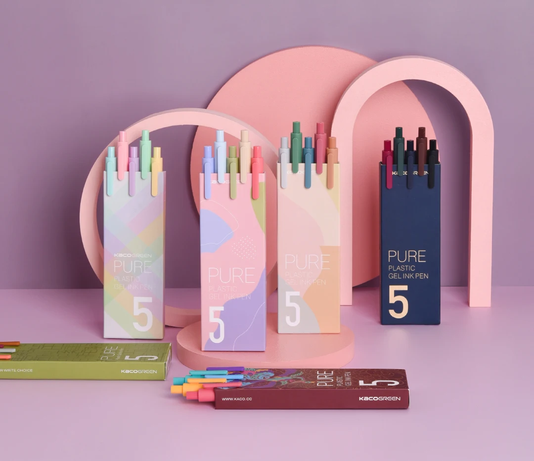 

5 шт./кор. Kaco Выдвижной милая гелевая ручки Винтаж ручка ультратонкая 0,5 мм каваи ручки канцелярские товары для школы канцелярские принадлеж...