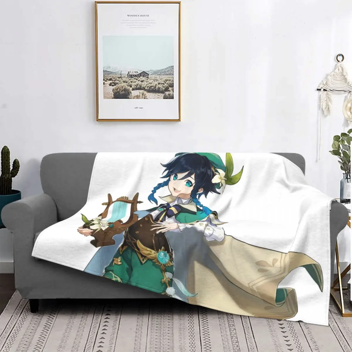 

Venti Genshin Impact Blanket Fleece All Season Game Anime Multifunction Ultra-Soft Throw Blankets for Sofa Travel Bedspreads