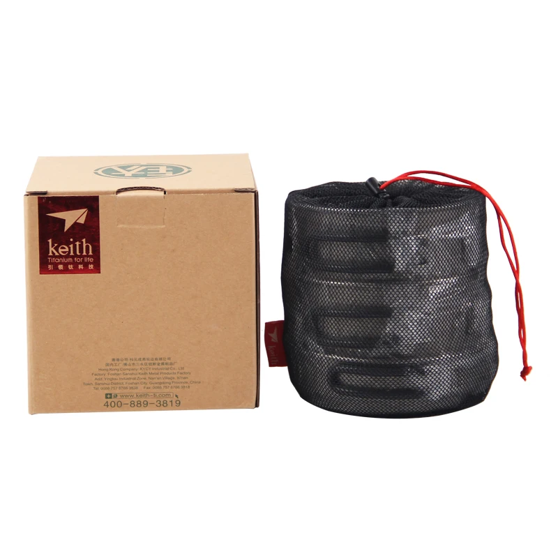 

Keith Cookware 3-piece Titanium Cookware Sets Cauldron Pot Frying Pan Portable Outdoor Hiking Hunting Camping Cooking Set Ti6014