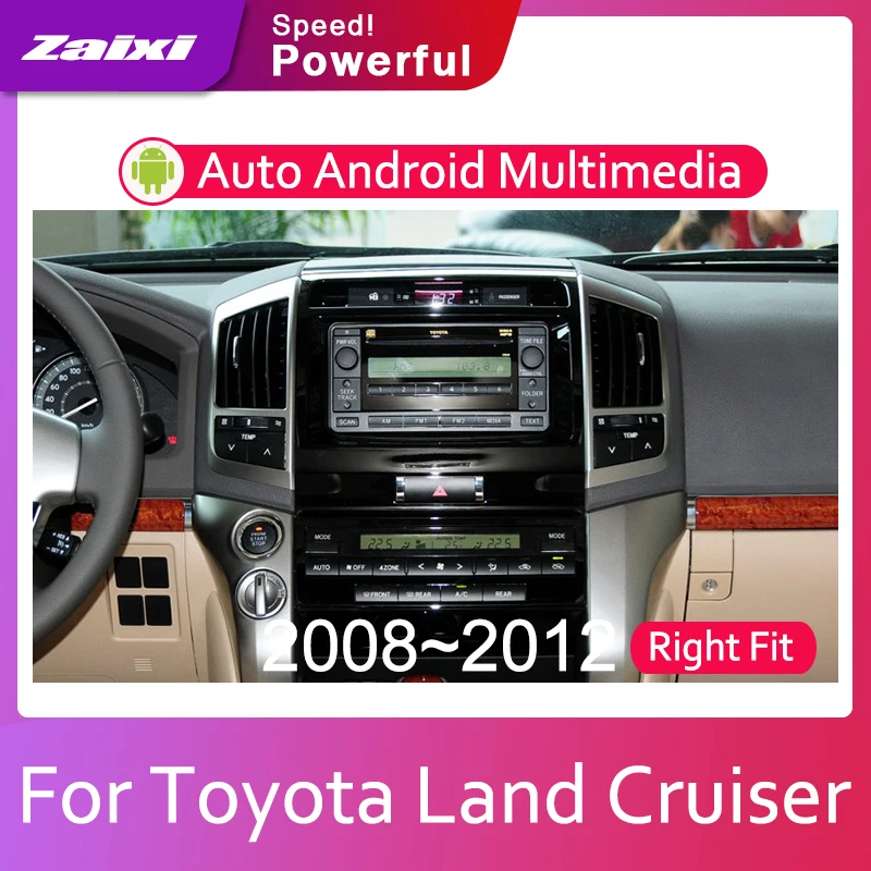 Автомобильная Android система ZaiXi 1080P IPS ЖК-экран для Toyota Land Cruiser LC200 2008 ~ 2012