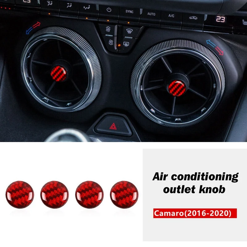 

For Chevrolet Camaro 2016-2020 Real Carbon Fiber Center Console Air Conditioner AC Vent Trim 4Pcs Red