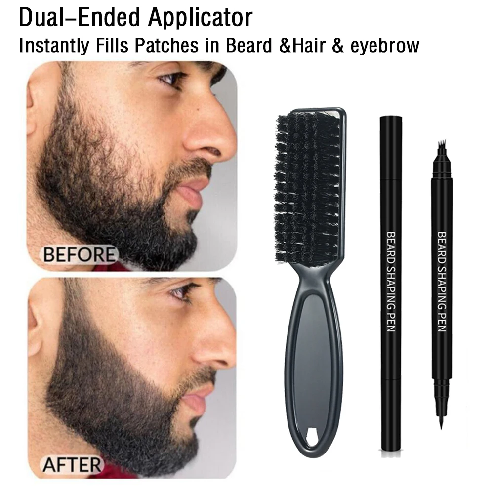 Водостойкая Мужская ручка для макияжа бороды с кисточкой окрашивания усов