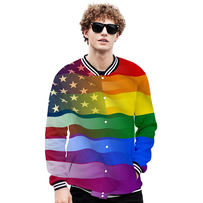 

LGBT Rainbow Lesbians Gays Love Print 3d Baseball Jacket Coat Men Women Hoodie Sweatshirts Long Sleeve Cool Hoodies Jackets Tops