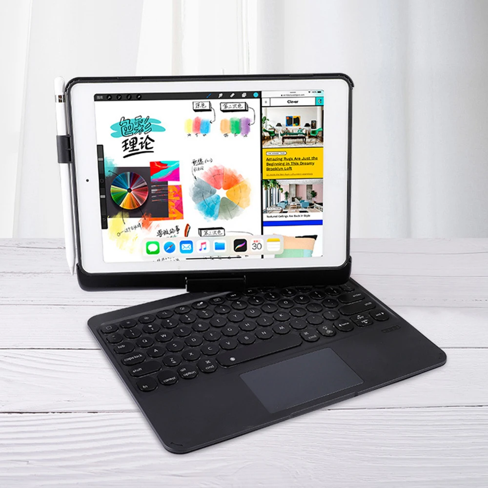 

Rotation Bluetooth Keyboard Cover Multi-Touch ABS Buttons 7 Color Backlit Keybaord For Ipad 9.7/10.2/10.5Inch Keybaord
