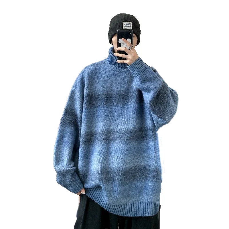 

Sweater Men Personalized Autumn And Winter Fashion Versatile High Collar Thick Korean Clothes Pullover Free Shipping