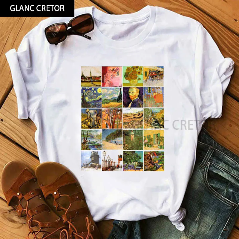 

Harajuku T-shirts Female Tee Clothes Sunflower Printed Tshirt Art Tee Shirts Fashion Women Tops Tee